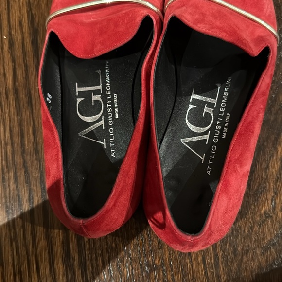 AGL Red Flats Suede Loafers size 7.5 - Picture 6 of 7